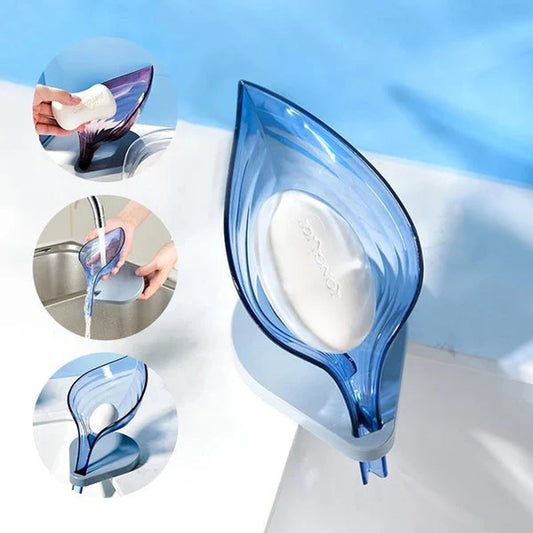 Leaf shape soap dish holder with drain