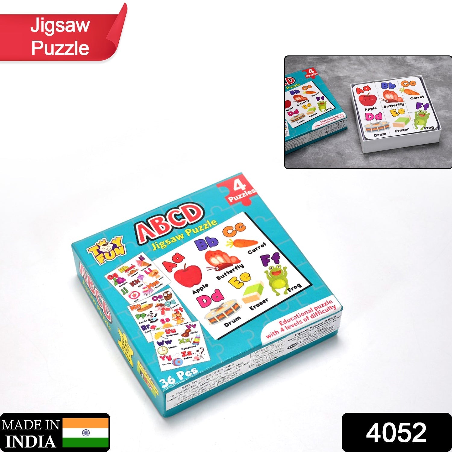 Set of 4 The House Kart puzzles for children, bright colors