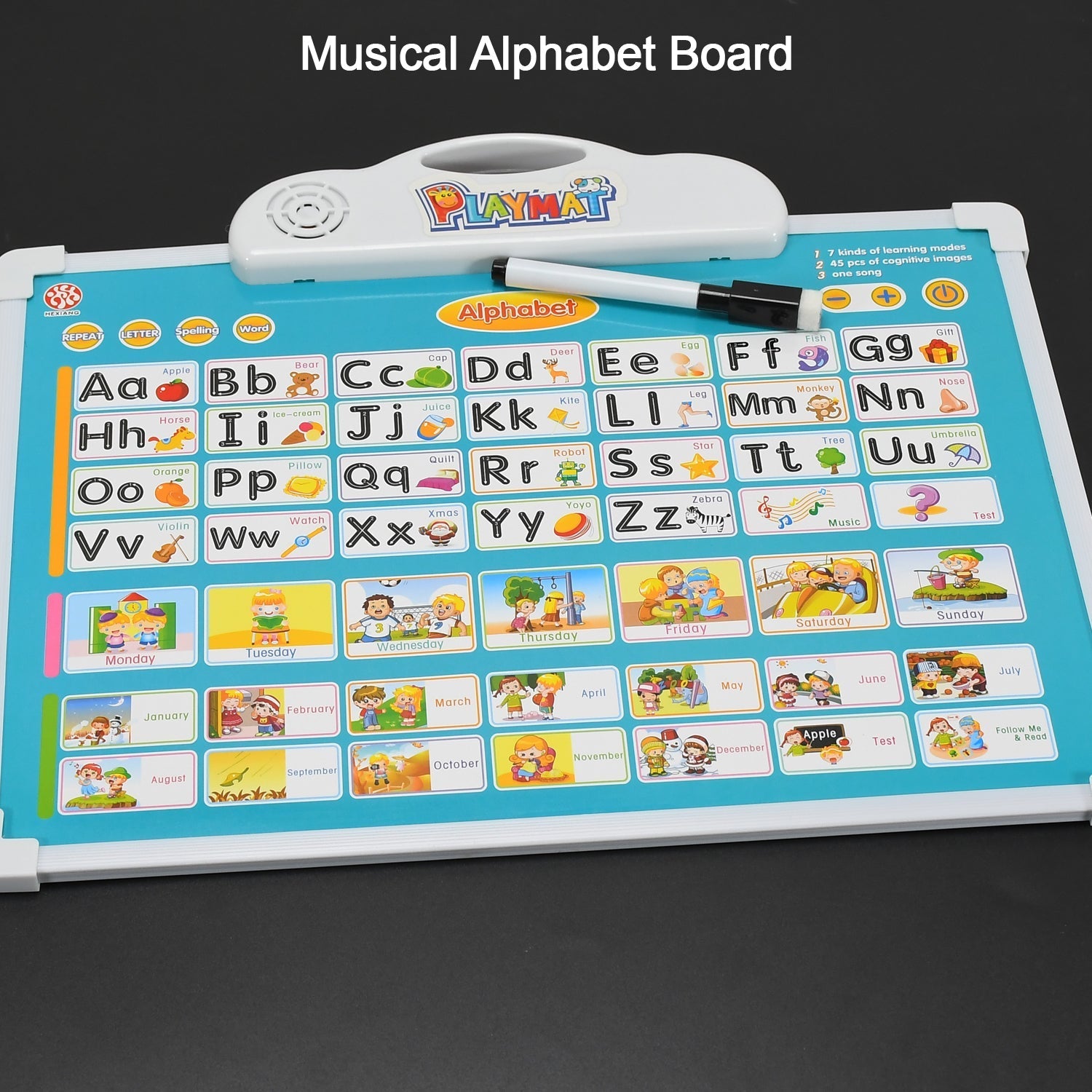 Kids learning pad with The House Karts, music, and drawing features