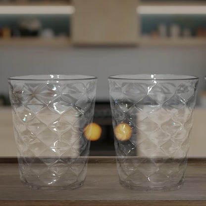 Apex Pyramid Design Unbreakable Plastic Glass – 300 ML
