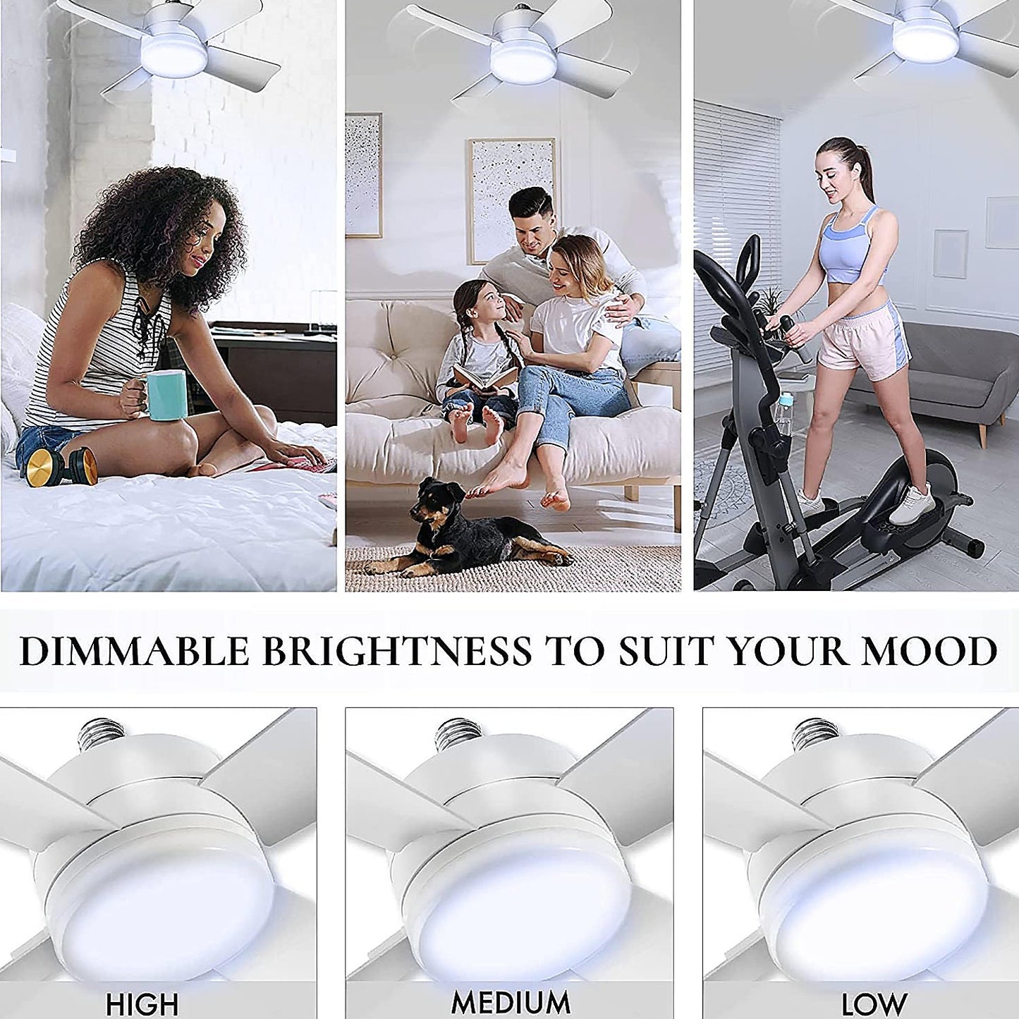 Original Cool LED Socket Fan Light 1000 Lumens 5000K Remote Controlled