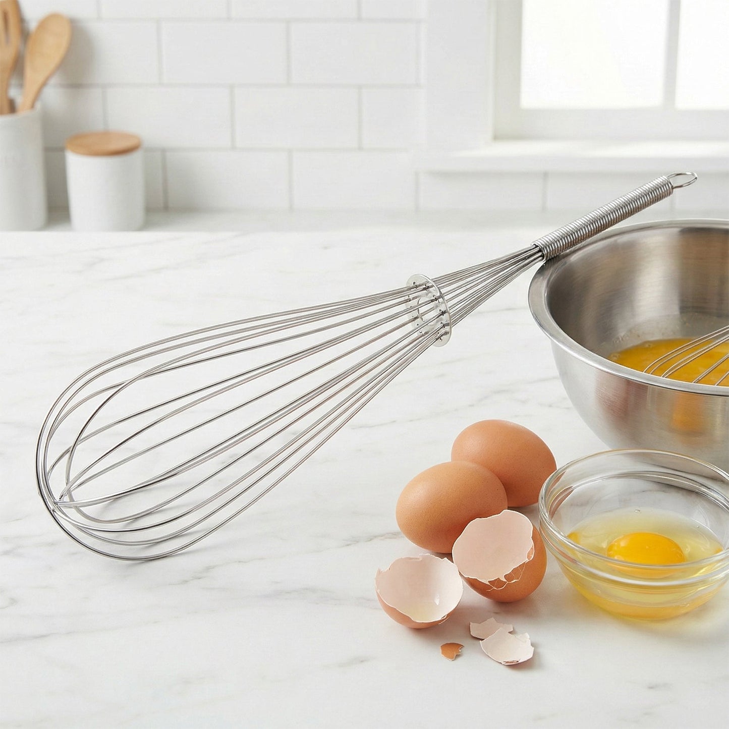 Manual Stainless Steel Whisk and Pav Bhaji Potato Masher Combo Set (2 Pc Set)