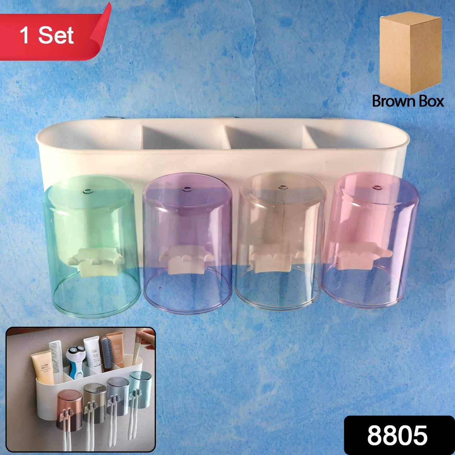 Wall mounted toothbrush holder