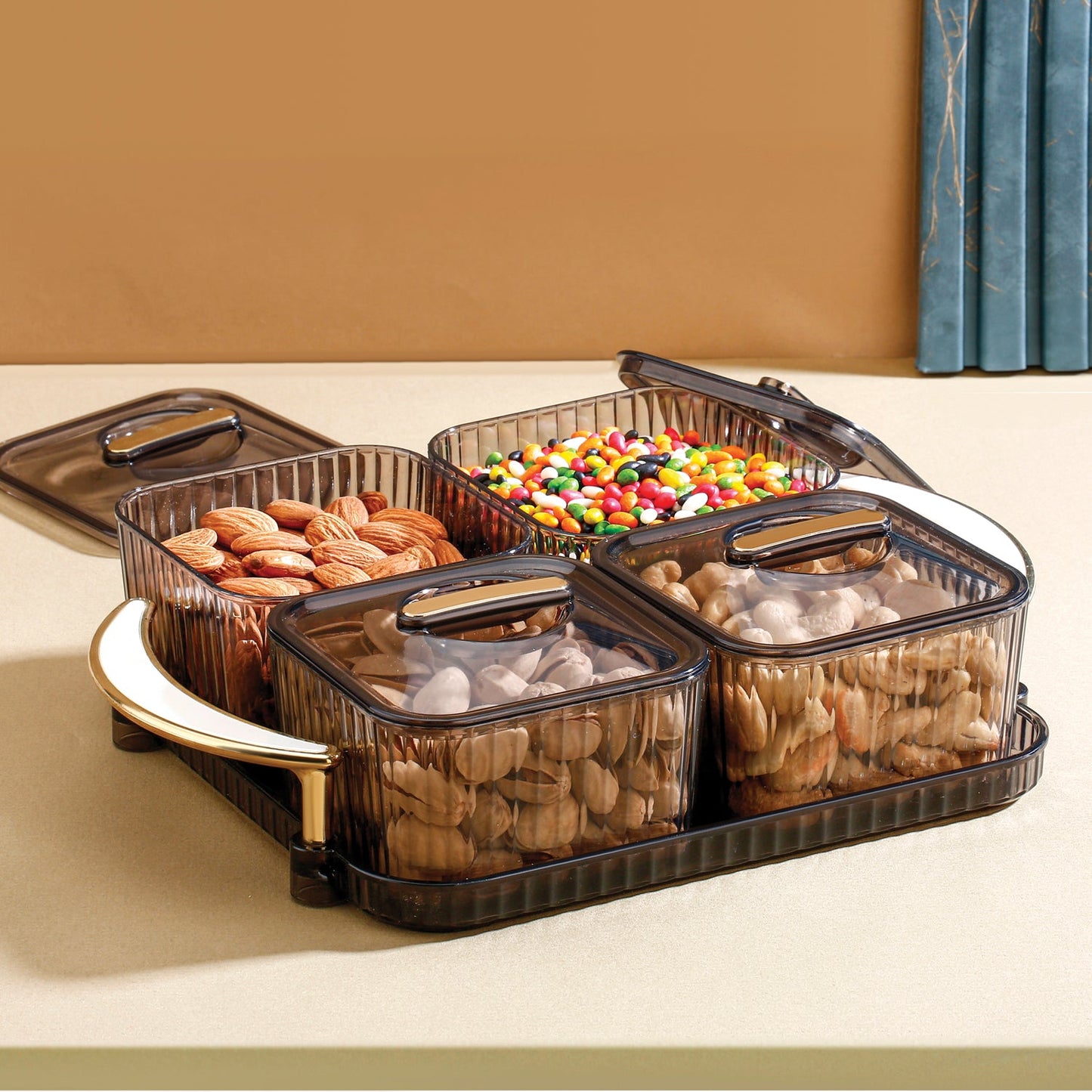 Liger Luxury Delight 4-Piece Dryfruit Storage Box (1 Set)